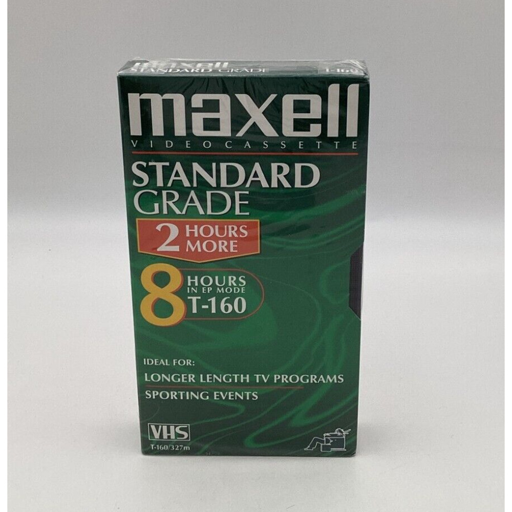 Maxell Blank VHS Sealed T-160 Tape Standard Grade 8 Hours. NEW